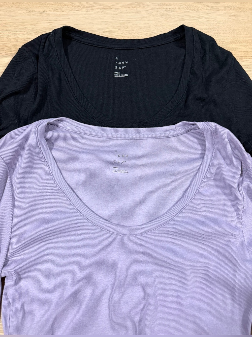 A New Day Women’s Long Sleeve Pullover Shirt Size S Lavender & Black Lot Of 2